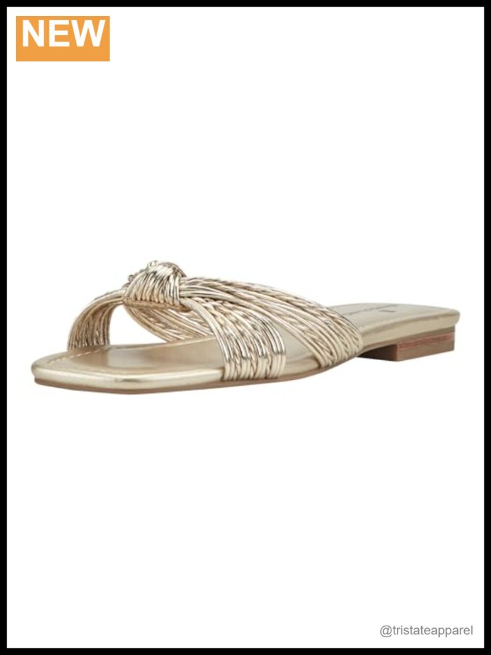 Faux Leather Flat Sandals Slip-On Square Toe